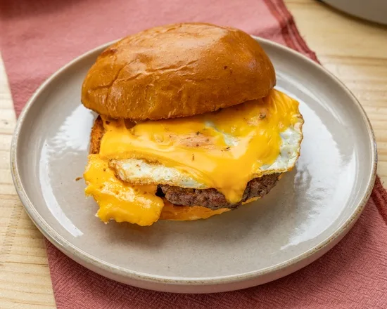 The breakfast burger with egg and cheese at Zee's Cafe