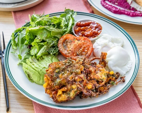 Corn fritters at Zee's Cafe